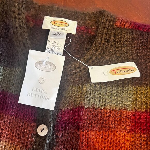 Talbots Hand Knit‎ Striped Cardigan Sweater S Multicolor mohair Button Front - Picture 4 of 10